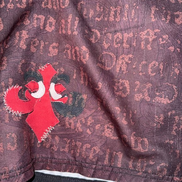 Affliction Swim Trunks Mens 38 Board Shorts Swimsuit Skull Wings Patch Black Y2K - Picture 2 of 7